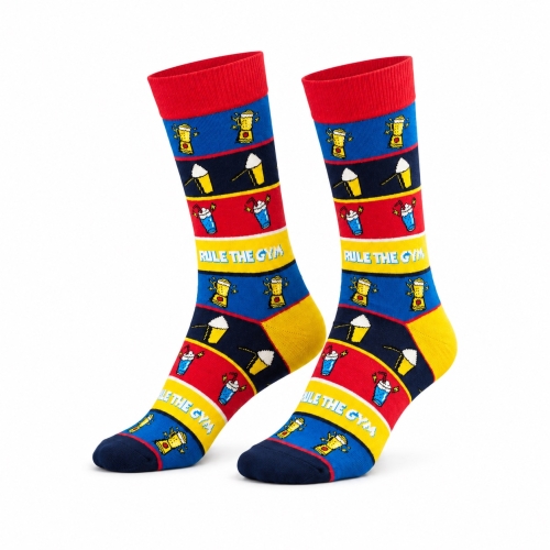 GRATIS: Socken | Motiv: Protein-Shake | Farbig | Größe: M (39-42)