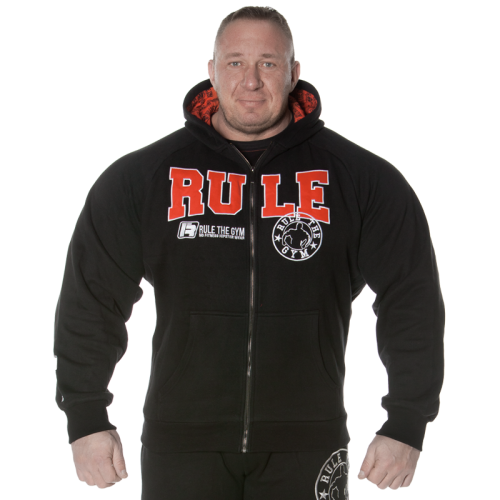 Hoodie-Kapuzenjacke "Heavy" (schwarz-rot) mit Flex-Zonen