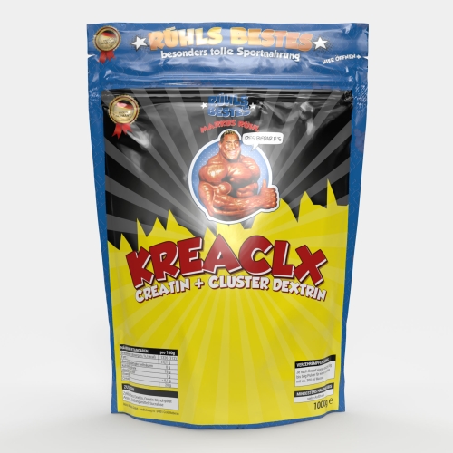 KreaCLX ist eine Intra-Workout-Drink Mischung aus Cluster Dextrin und Creatin im praktischen 1000g Beutel