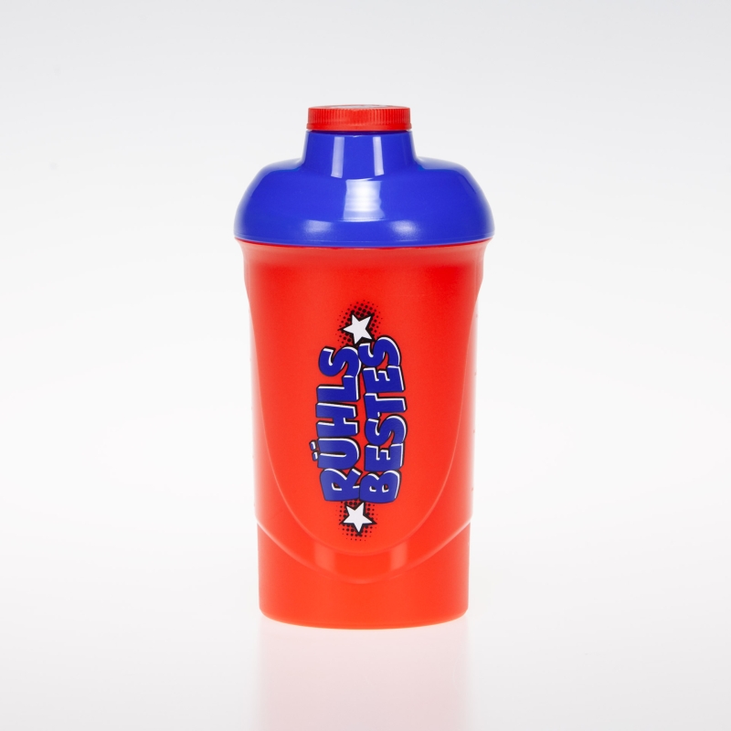 Shaker rot-blau mit Rühls Bestes Logo