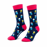 GRATIS: Socken | Motiv: Protein-Shake | Blau-Pink | Größe: M (39-42)