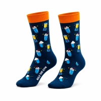 GRATIS: Socken | Motiv: Protein-Shake | Blau-Orange | Größe: M (39-42)