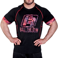 Shirt - Schwarz mit Camo-Rot: R-Logo [Thermo | Funktion]